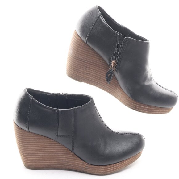 Dr. Scholl‘s Women Vegan Leather HARLIE Ankle Bootie Wedges 7 Black/Brown - Picture 11 of 16